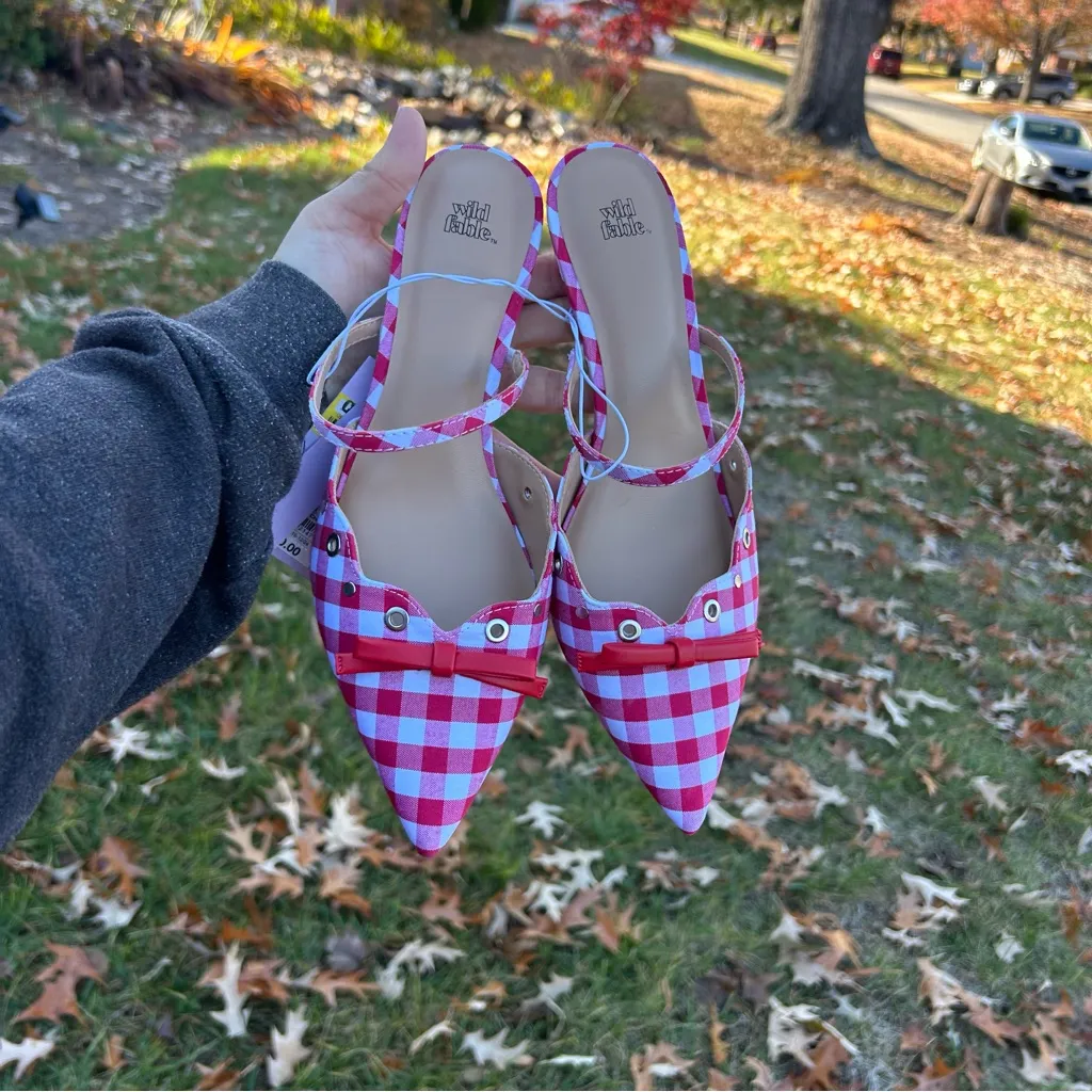 Wild Fable - Women's Lysandra Gingham Eyelet Kitten Heels - size 8 picnic summer - Image 5