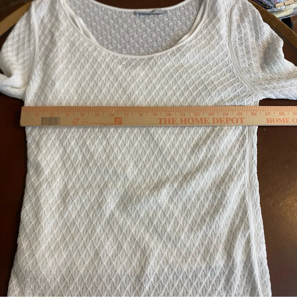 MM Lafleur Long Sleeve Sweater & Cami Ivory Scoop Neck Crochet 100% Cotton Med. - Image 6