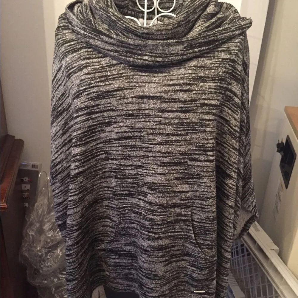 Calvin Klein gray black cowl neck tunic size S/M 55% cotton - Image 2