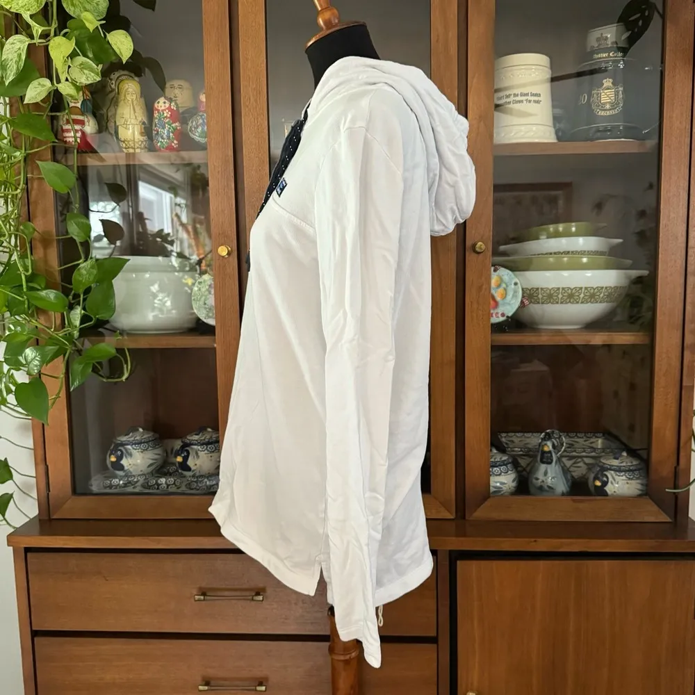 L.L. Bean White 1/4 Button Down Lightweight Hoodie Sweatshirt Size M - Image 5