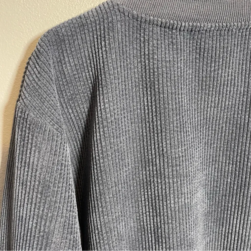 White Fox Sweatshirt Gray Corduroy Casual Pocket Logo - Image 3