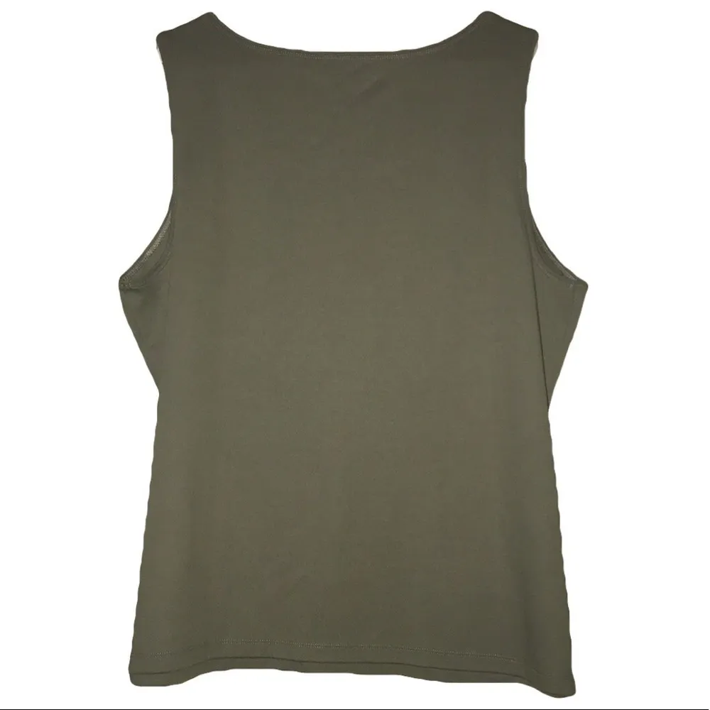 Kim Rogers 2X army green knit tank top - Image 3