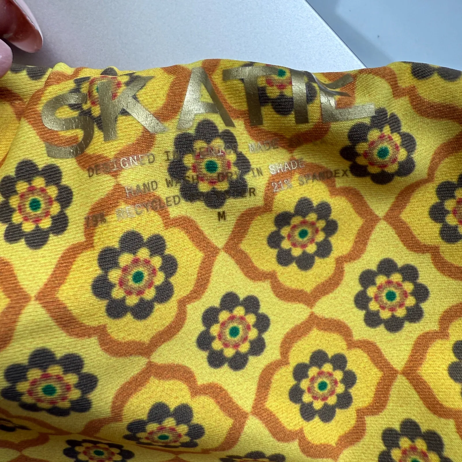 SKATIE Bikini Bottoms sz M Yellow Floral Tile‎ Print Sustainable Swimwear NWT - Image 7