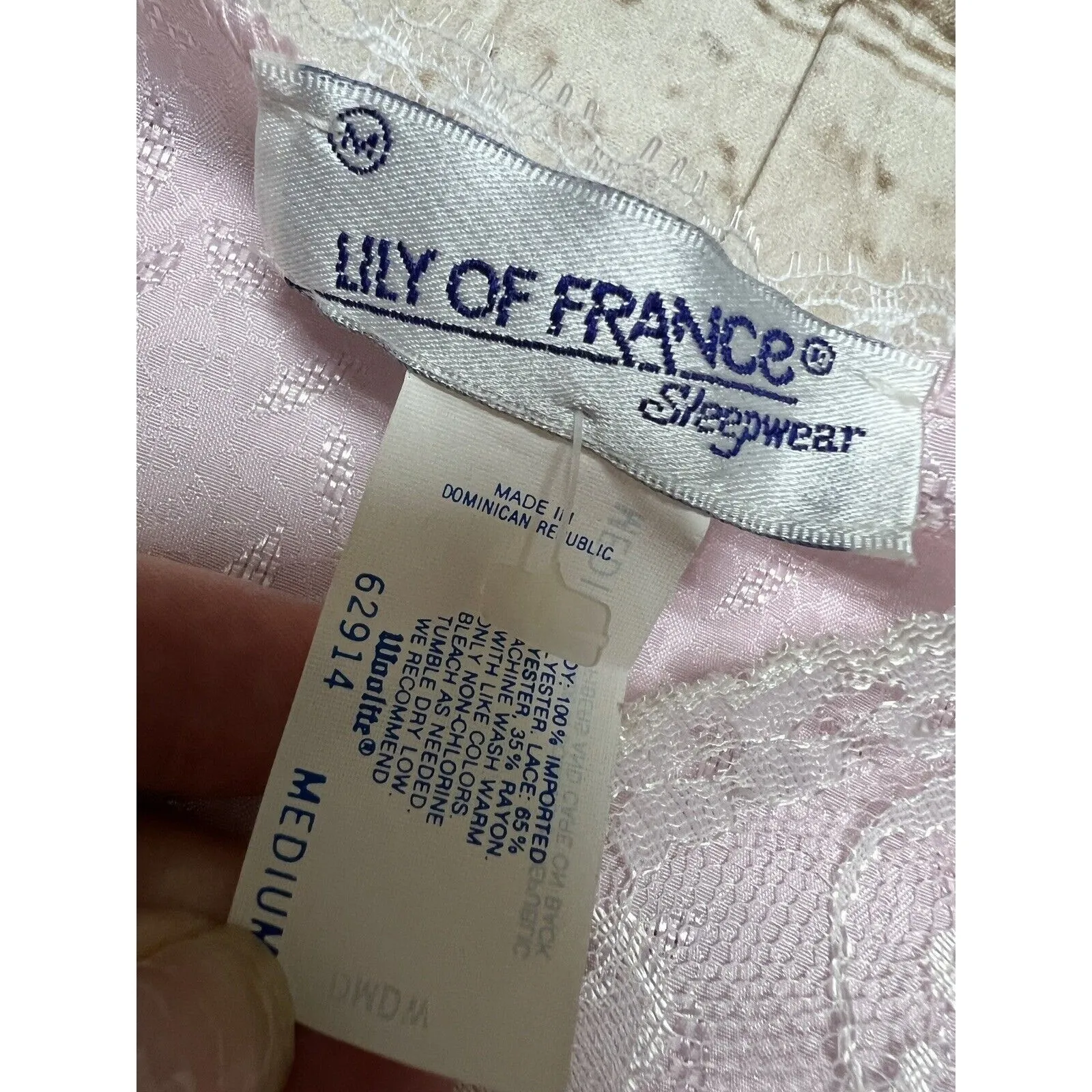 Vintage‎ Lily of France  Night Gown Nightie size Medium Pink Lace NWT - Image 2