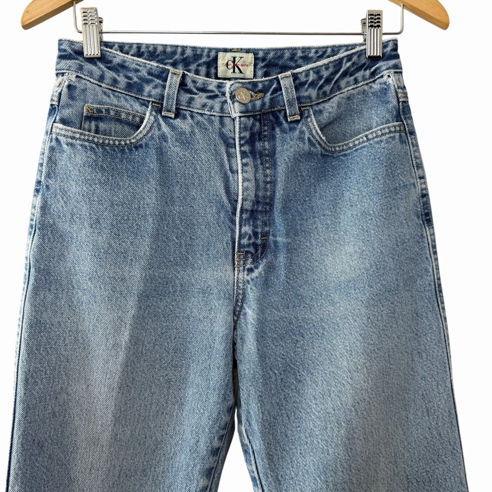 VTG 90s Calvin Klein Jeans Womens 26 Mom Straight Leg High Rise USA 100% Cotton - Image 3