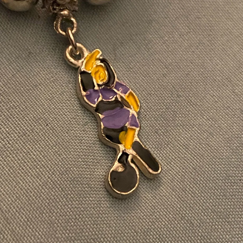 Vintage Bowling Theme Charm Stretch Bracelet 7” To 8” Silver - Image 4