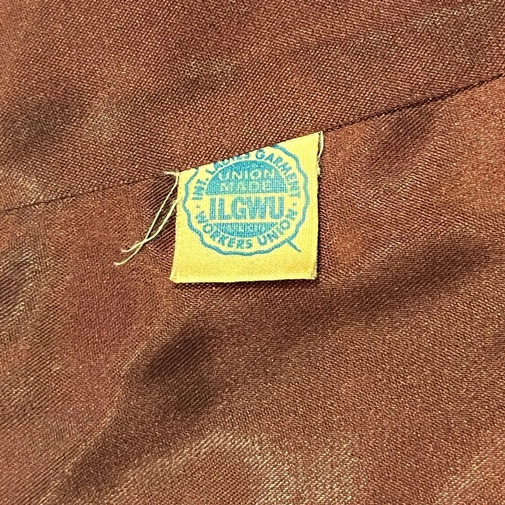 VTG 50s/60s Womens Coat Sz L Fur Black Brown Midi Large Collar Mad Men Retro - Image 10