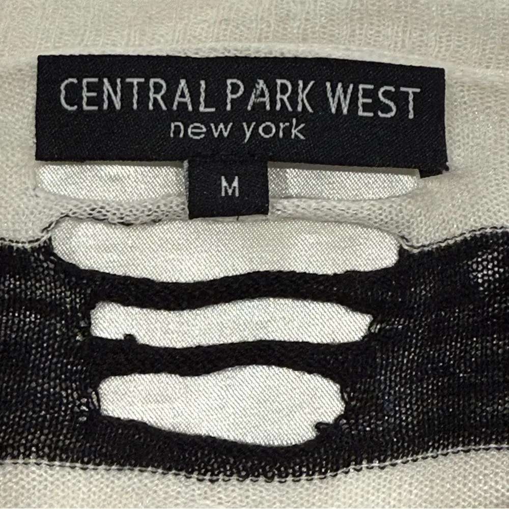 Central Park West Lucerne Sweater Medium Distressed Striped V Neck Linen Edgy - Image 9