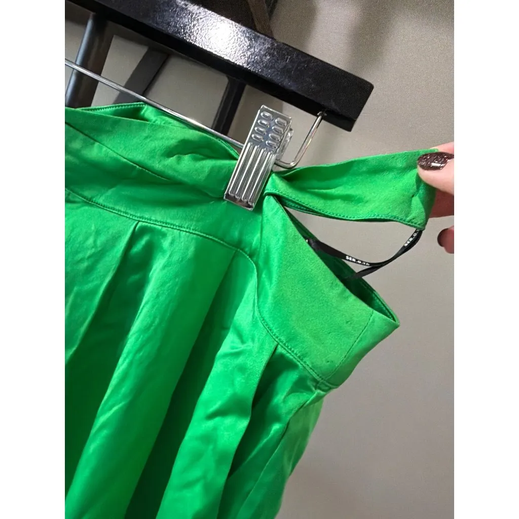 SEROYA Zarri Silk Wide Leg Pant Kelly Green Womens Size Small - Image 9