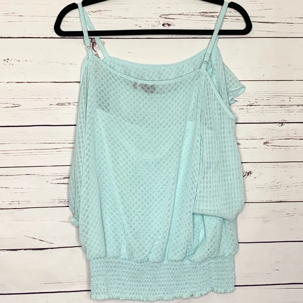 A. Byer Icy Blue Cold Shoulder Blouse Top Size Large - Image 7