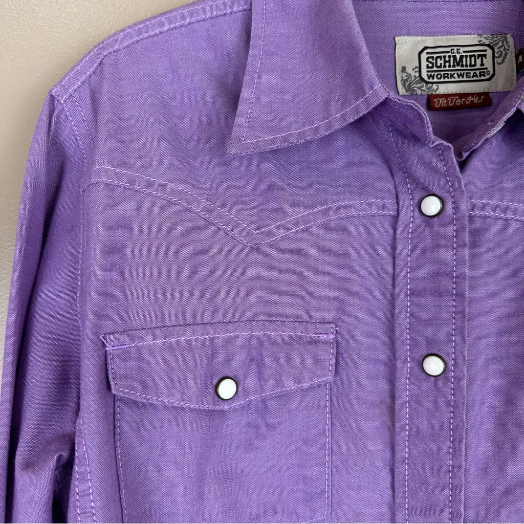 CE Schmidt Workwear Women’s Purple Fit For Her Long Sleeve Snap Closure Shirt M Size M - Image 2