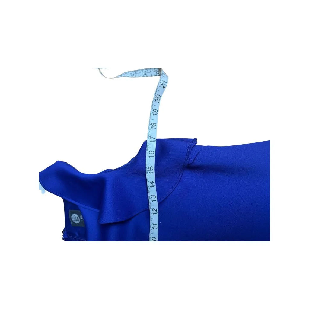 Vince Camuto Royal Blue Sleeveless Ruffle Scuba Sheath Cocktail Dress Size 8 - Image 6