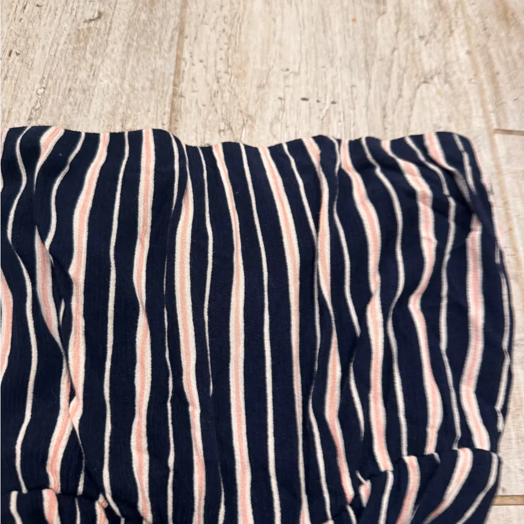 Striped Strapless Navy and Pink Jumpsuit Black - Image 3