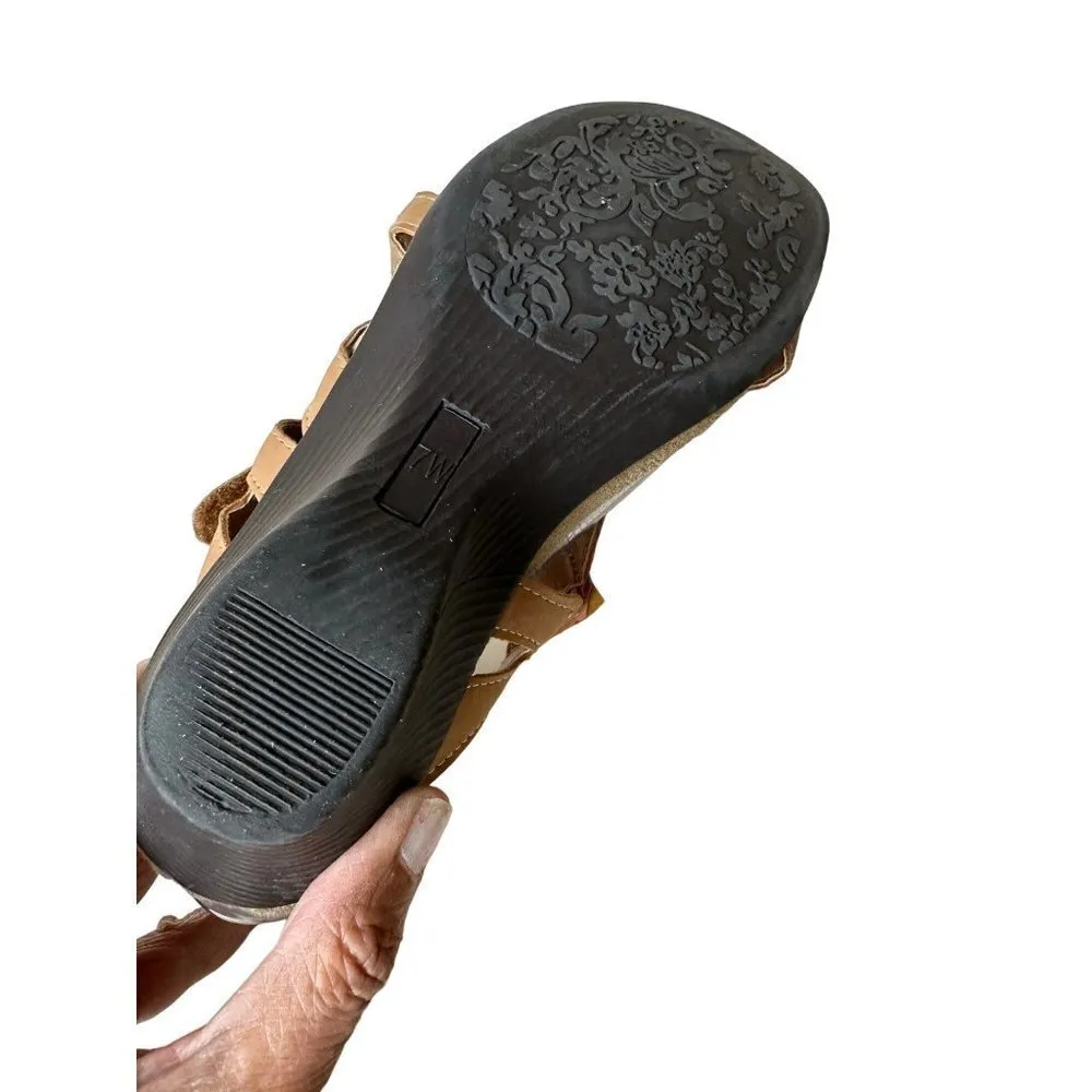 Nicole Women's Albany Brown Strappy Thong Slip On Wedge Sandals Size 7W Sku 25 - Image 6