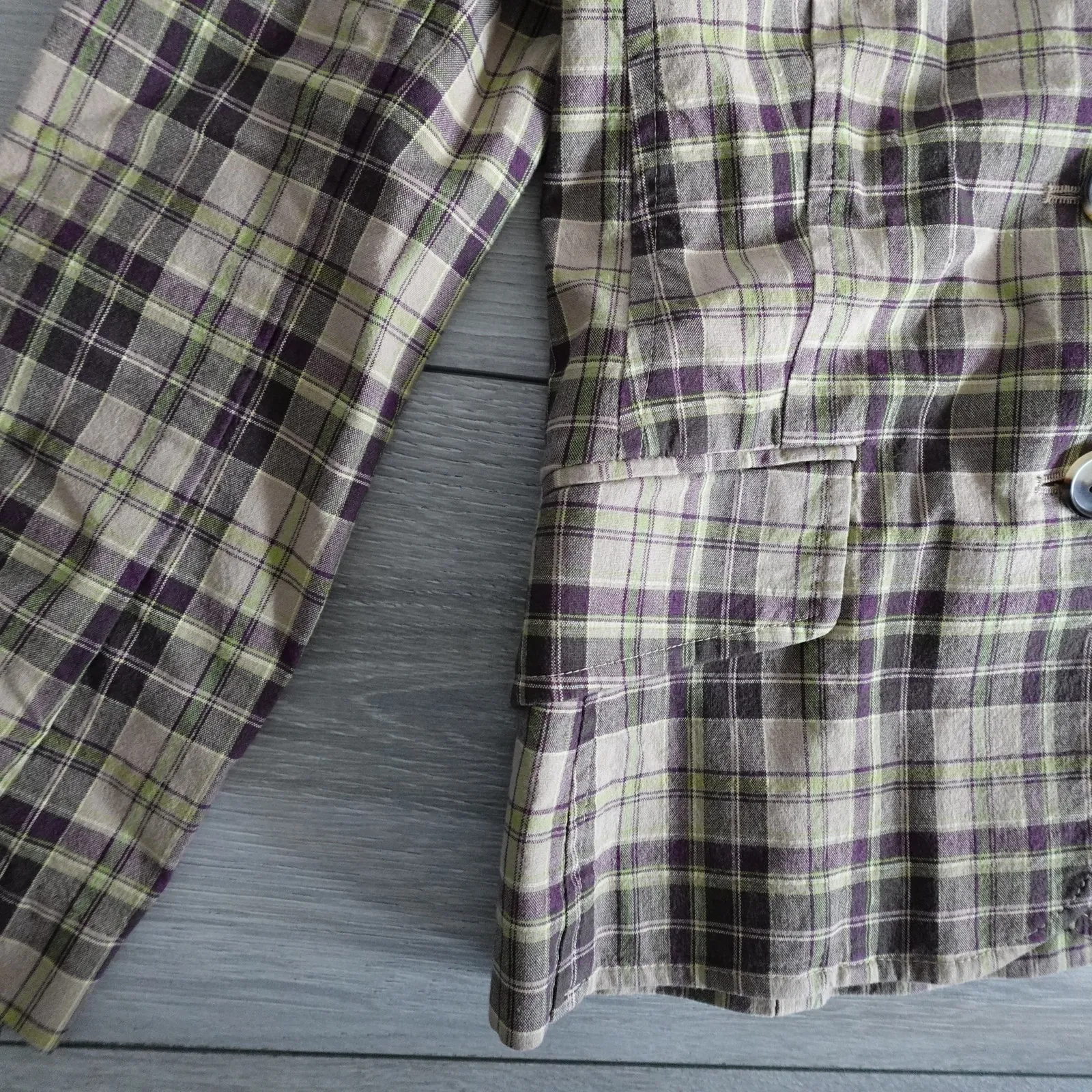 Vintage Theory Plaid Cotton Triple Button Blazer Clueless 90s Y2K Made in USA - Image 6