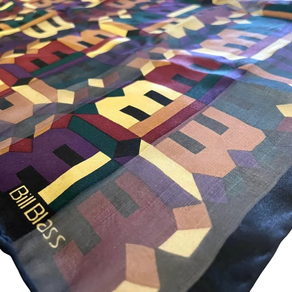 Vintage  Monogram Silk Square Scarf Neckerchief - Image 4