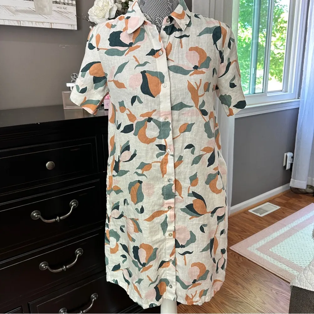 Rachel Zoe 100% Linen Shirt Dress – Abstract Floral XS - Image 2