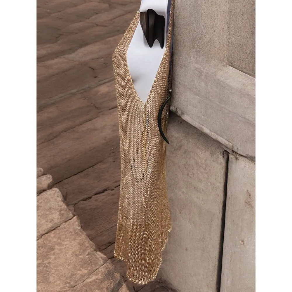 Missguided Rose Gold Metallic Cover Up Size Large - Image 5