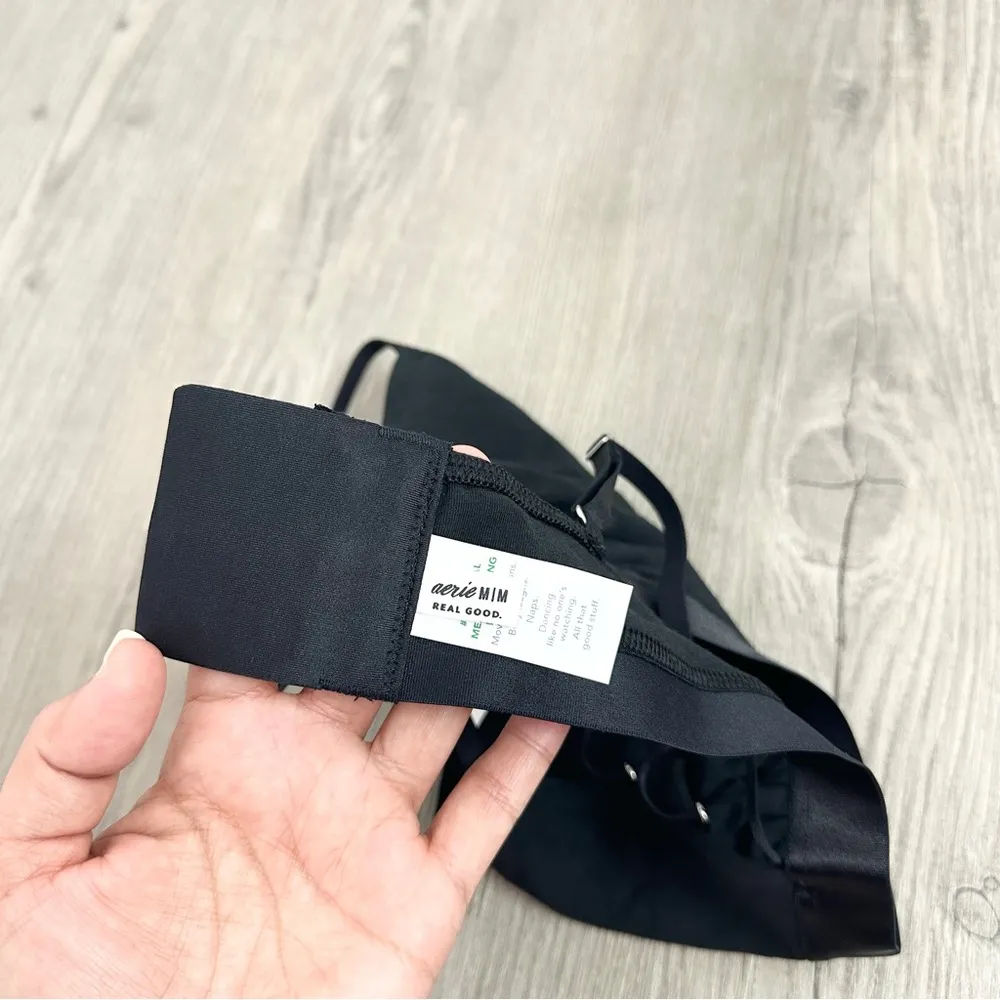 NWT Aerie Lace Up Sides Square Neck Bra Black size Medium - Image 5