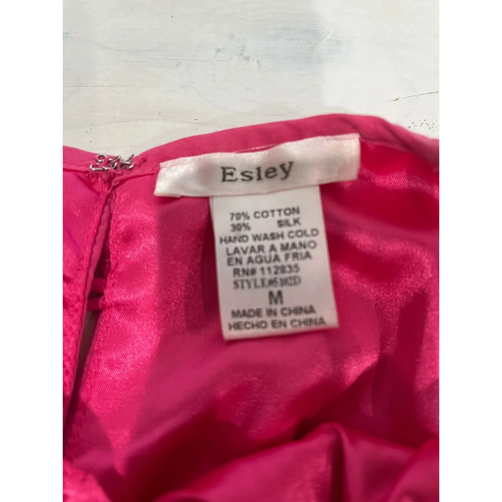 Esley Pink Halter Dress Cotton Silk Blend Floral Detail Sleeveless M‎ - Image 4