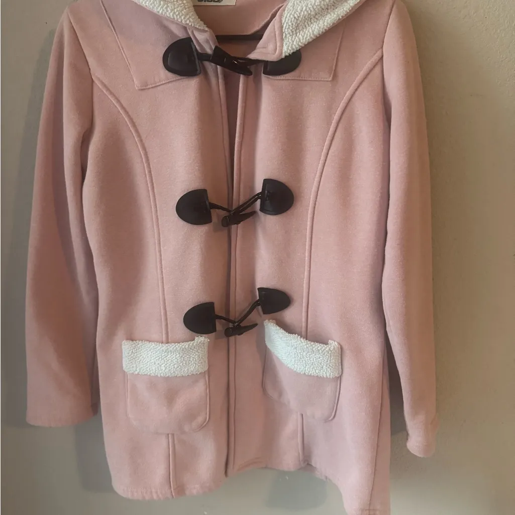 Pink Toggle Teddy Jacket for Women Size M - Image 2