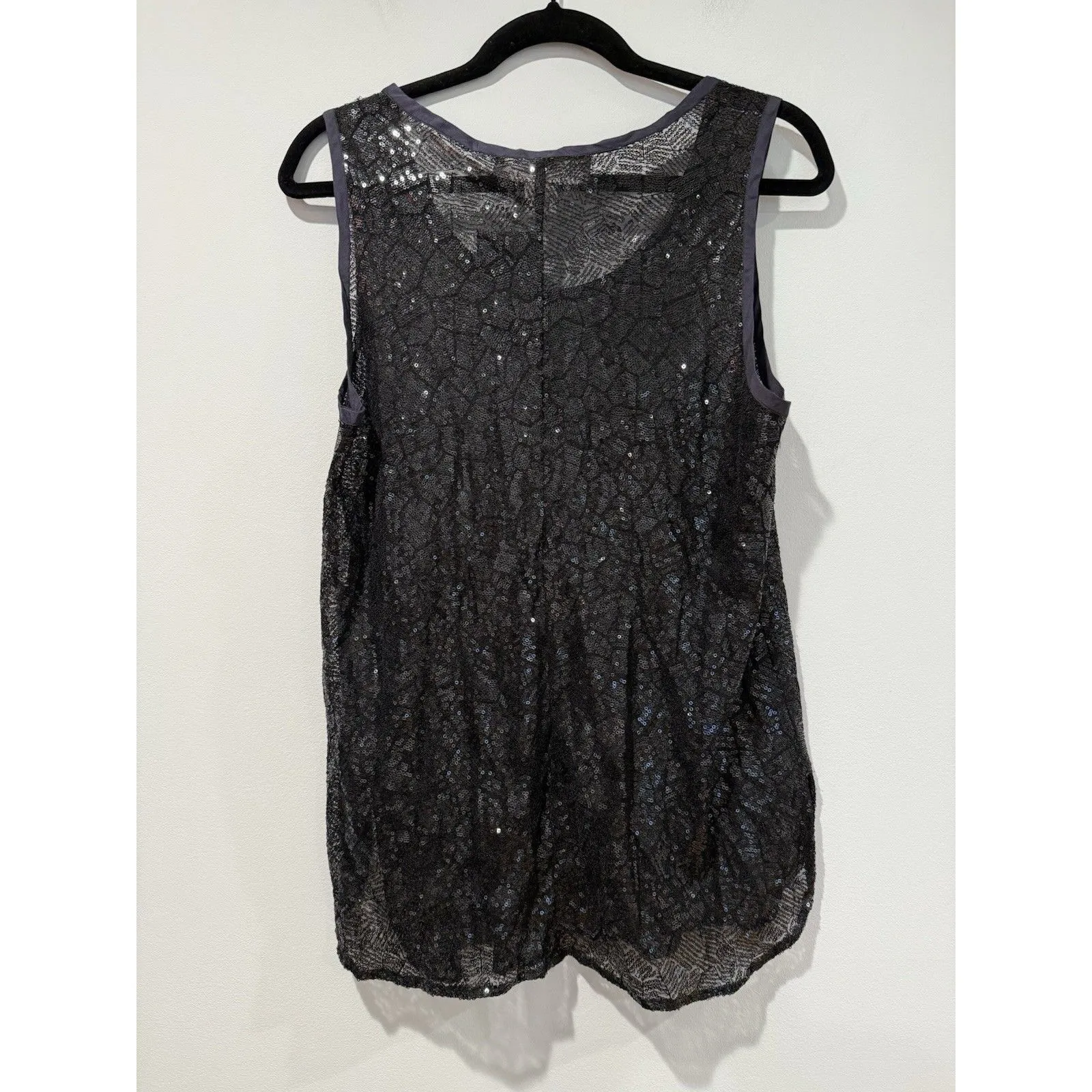NEW Sachin&Babi Top Women Small 100% Silk Sequin Sheer Whimsigoth Dark Romantic Black - Image 2