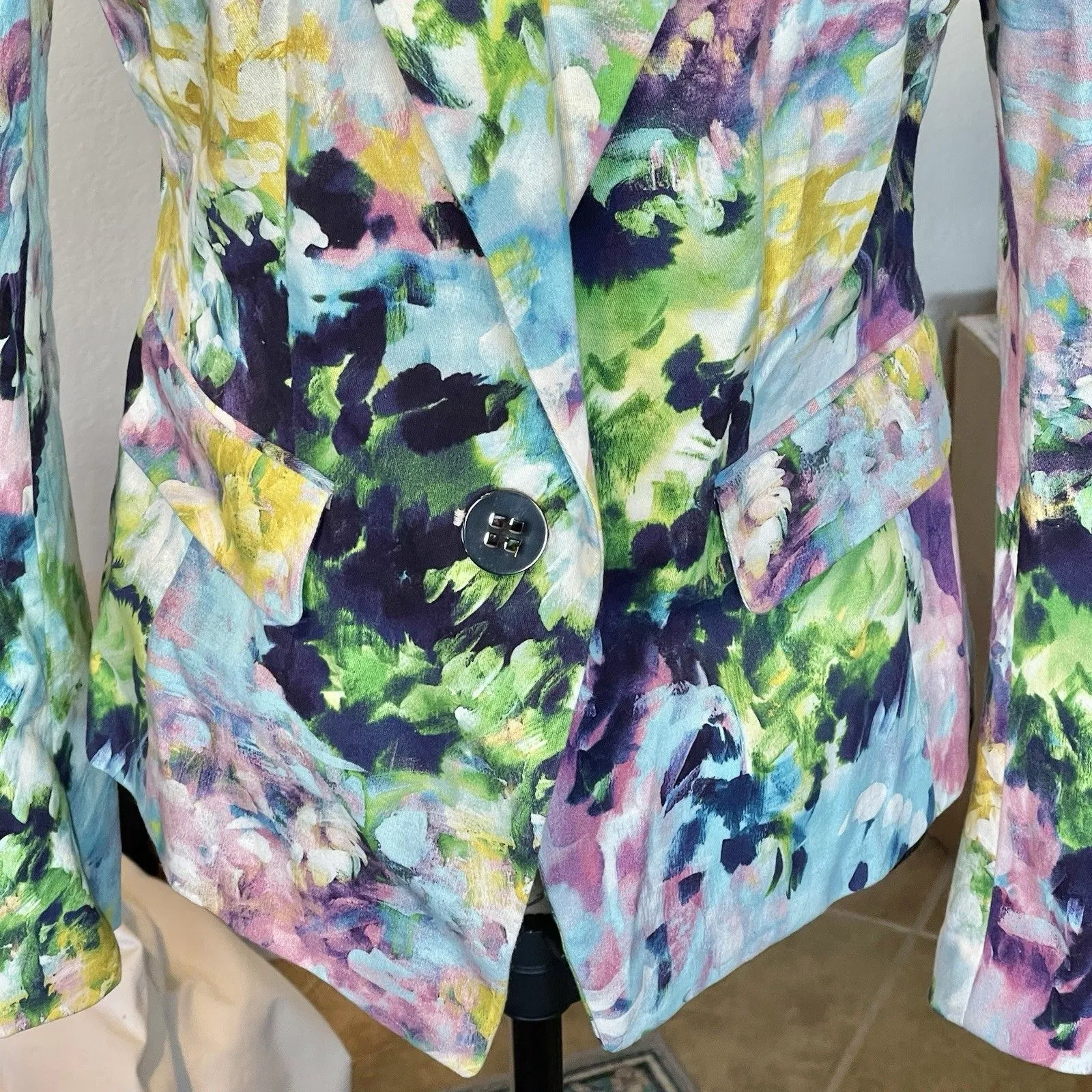 Worth NY Women's Sz 8 Jacket Blazer Retro Artsy Colorful Vibrant Spring Easter - Image 7