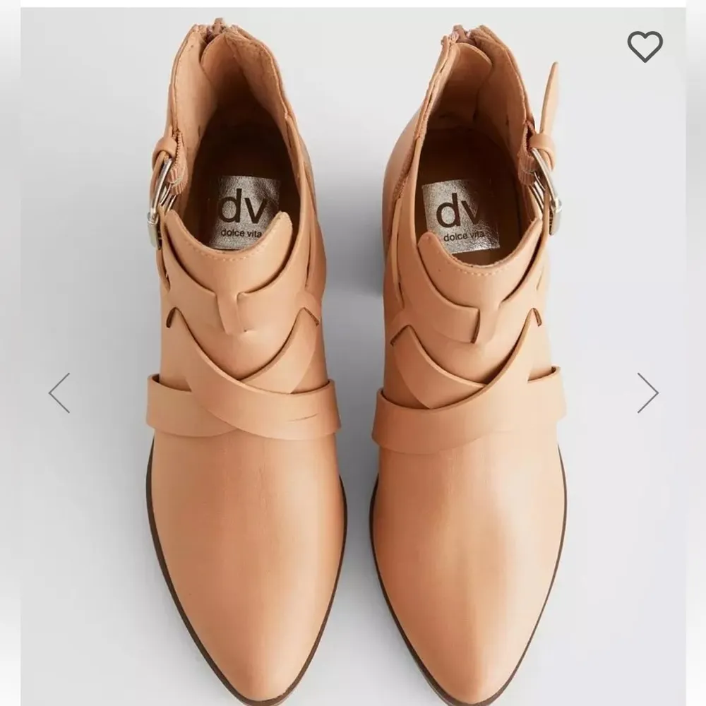 DV by Dolce Vita Drako Strapy Ankle Boots 8 Tan Booties Stacked Heel Vegan - Image 2