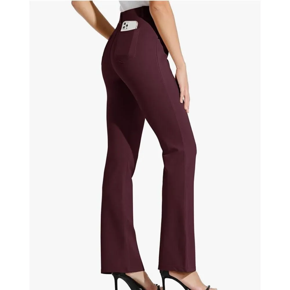 NEW Yoga Dress Pants Bootcut Career Stretch Belt Loops M Long 33" Red Size 8 - Image 2