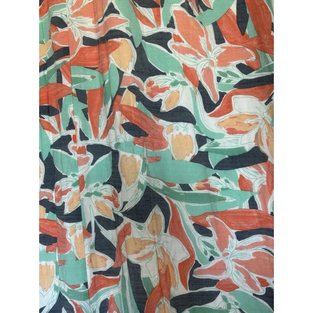 Nine West Size XXL Floral Maxi Dress Halter Ruffle Bottom Fully Lined Coral Teal - Image 3