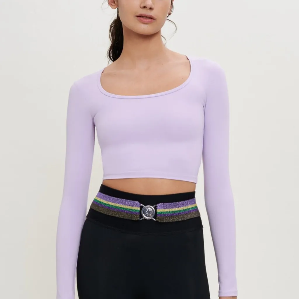 NWT Maje x Varley Body-hugging Lalitha top Purple Size Large Long Sleeve Cropped - Image 2