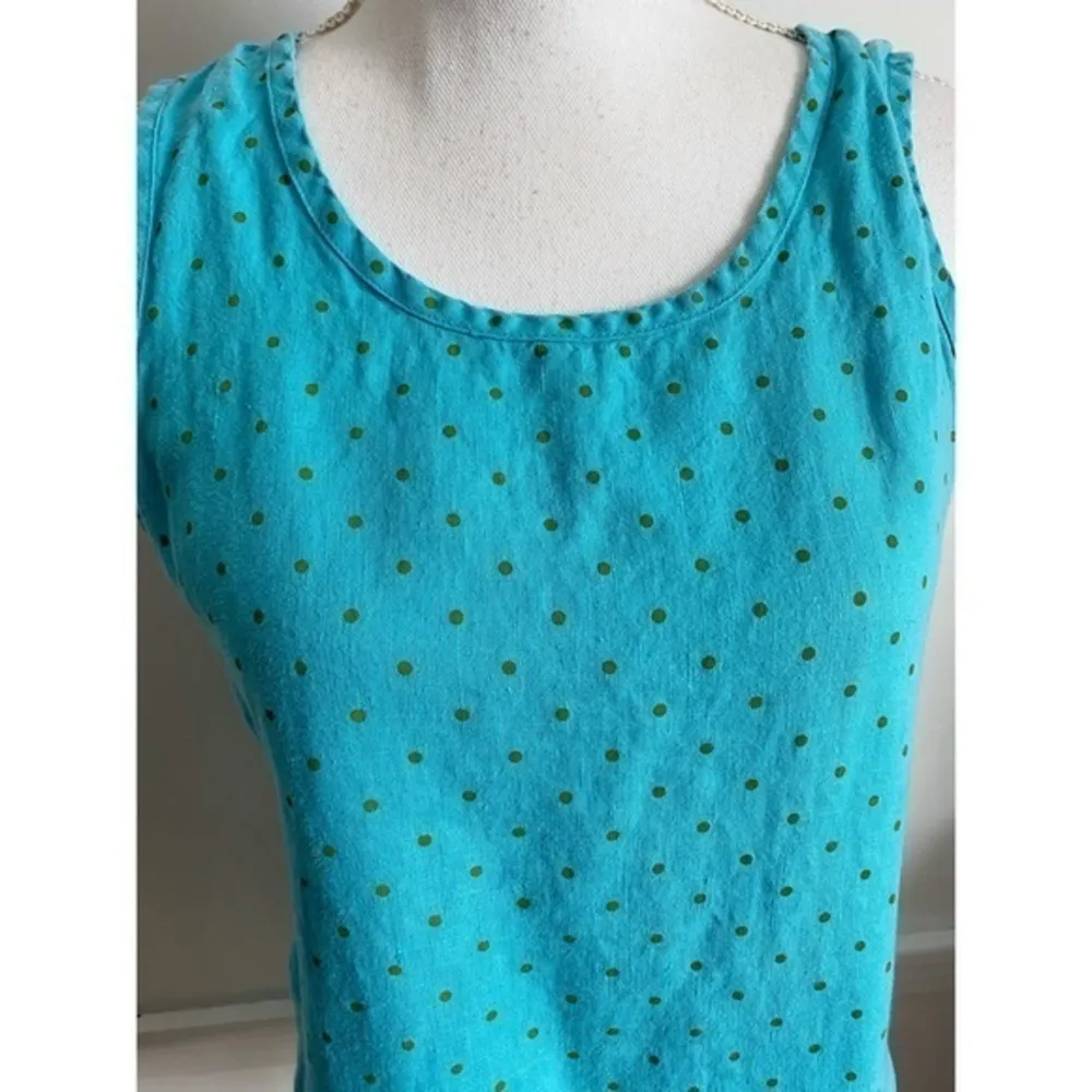 Flax • Linen Blue and Green Polka Dot Tank - Image 28