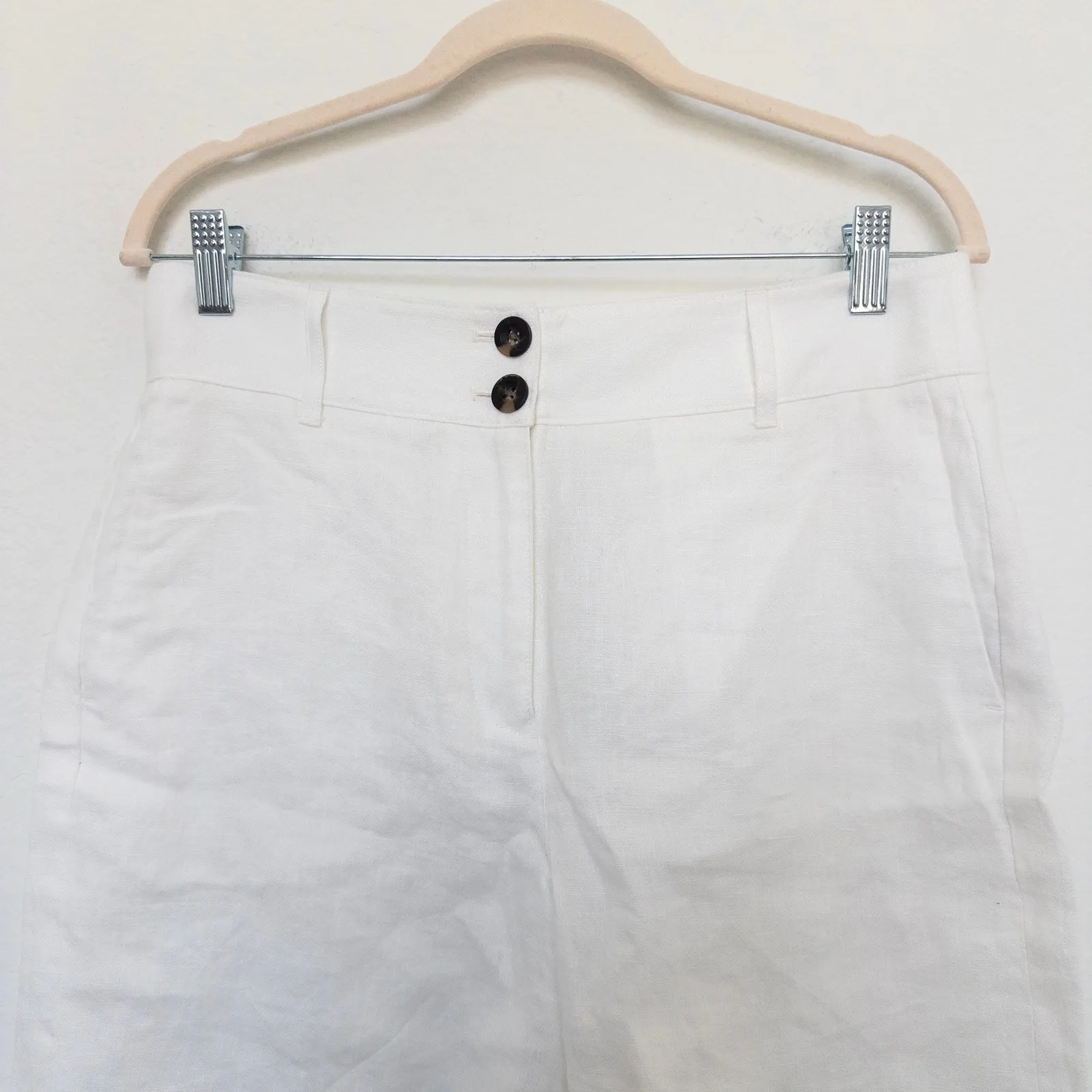 Boden Womens Linen Shorts Size 8 White High Waist Coastal‎ Chic Resort Preppy - Image 4