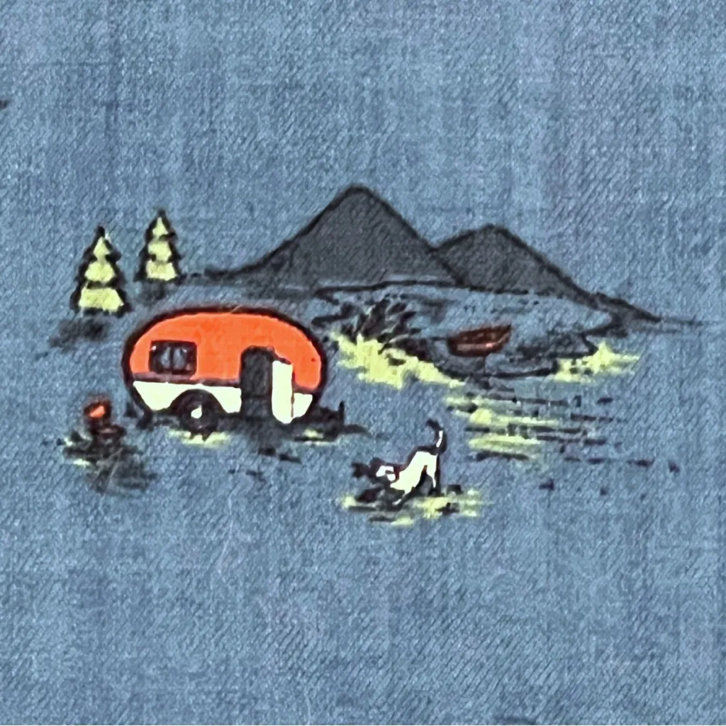 Duluth Trading Camper Camping Printmaker Lightweight Popover Shirt Size Medium Blue - Image 15