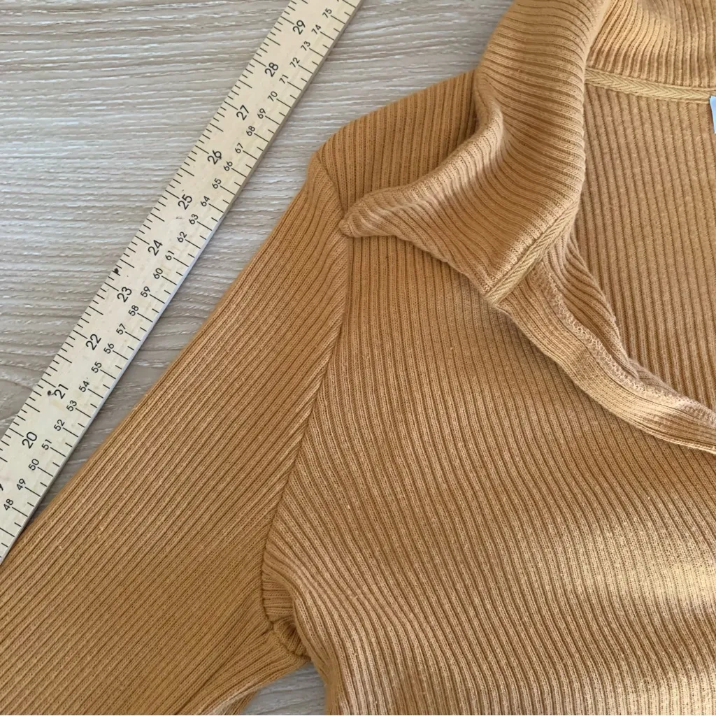 Free People Beach Large Honey Yellow Deep V Neck Collar Crop Sweater Rib - Image 6