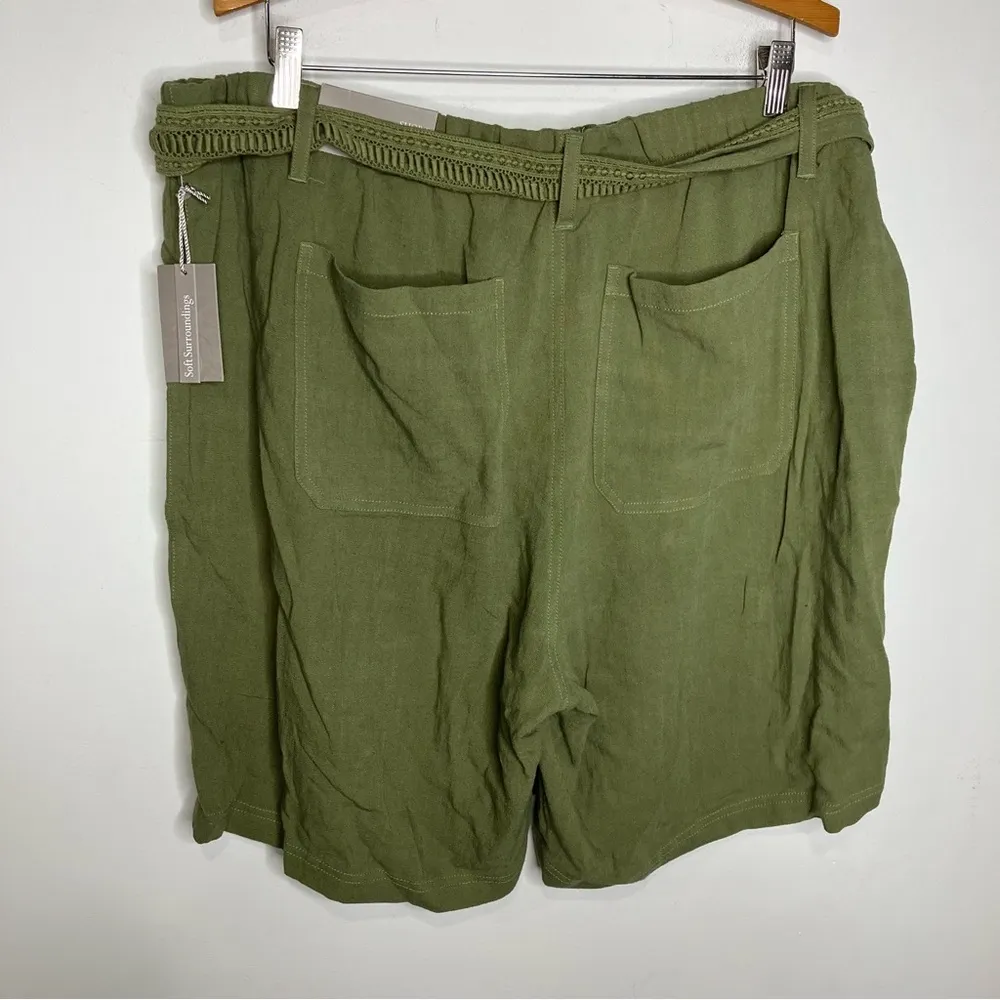 Soft surroundings summer breeze shorts linen blend green new with tags size 1X‎ - Image 5