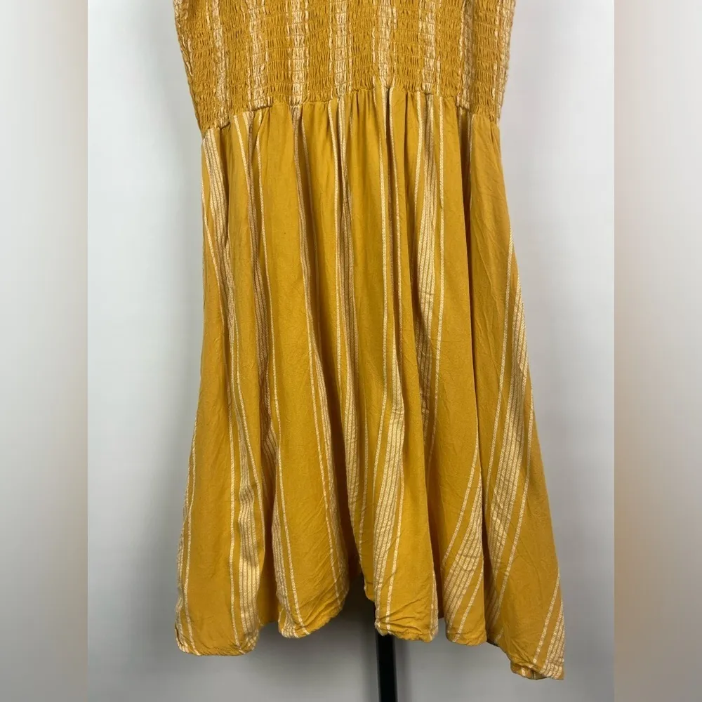 Rip Curl Mustard Yellow Fiesta Stripe Smocked Bodice Ruffle Sleeve Dress‎ - Image 12
