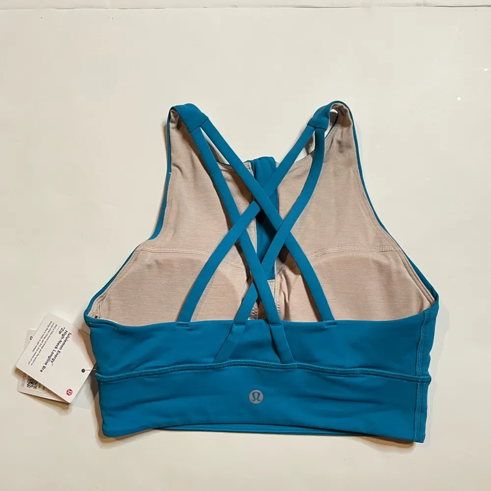 Lululemon Energy Bra High Neck Longline Zip Blue Medium Support Size 4 - Image 10