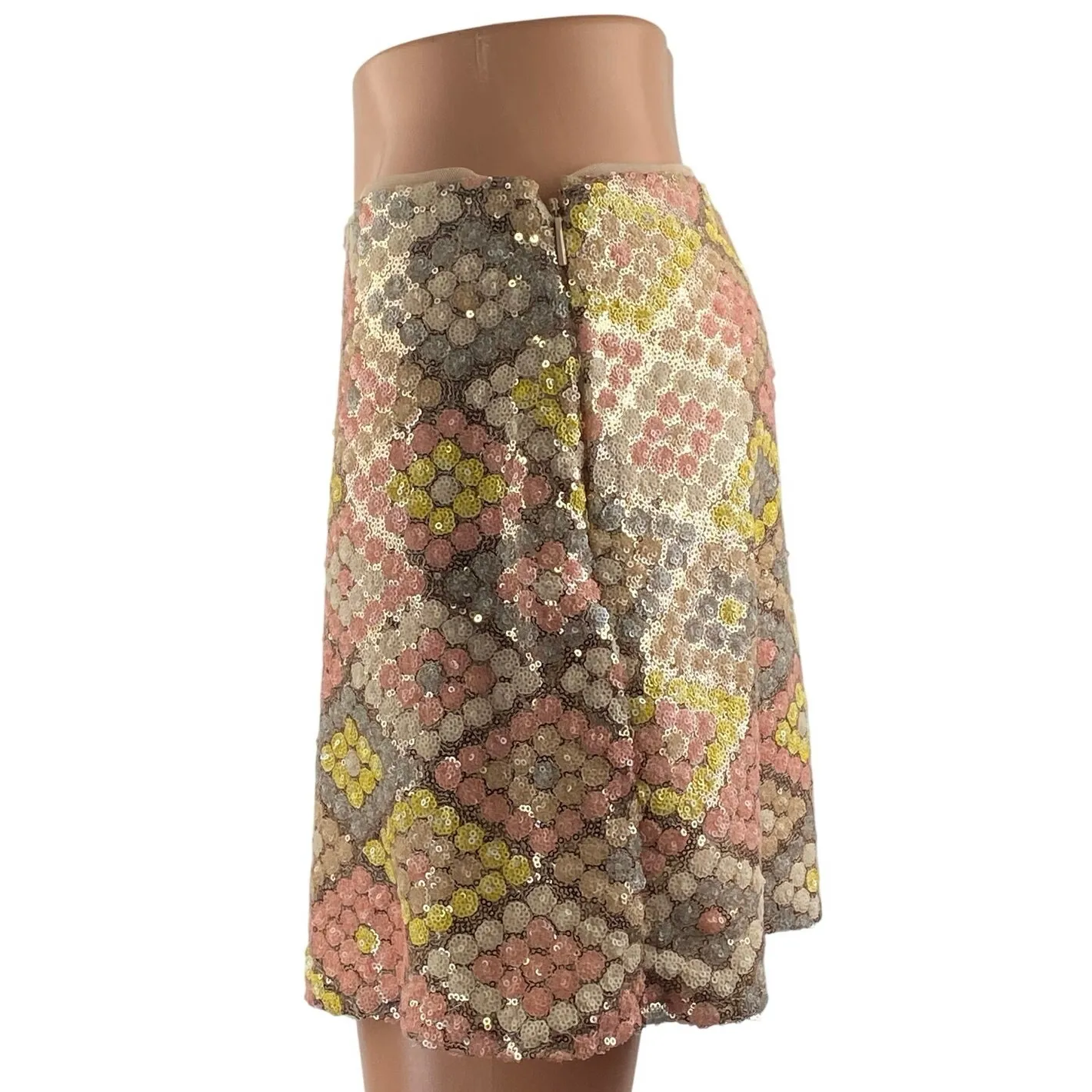 MNG Mango Women's Multicolor Geometric Sequin Side Zip Mini Pencil Skirt Size M - Image 3
