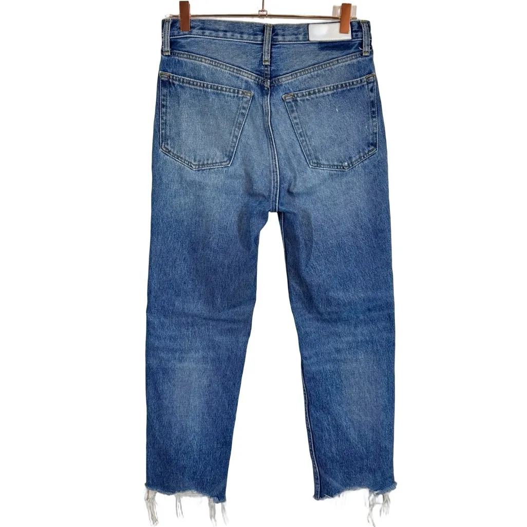 Re/Done 70s Stovepipe High Rise Straight Leg Jeans Worn Rich Indigo Distressed - Image 5