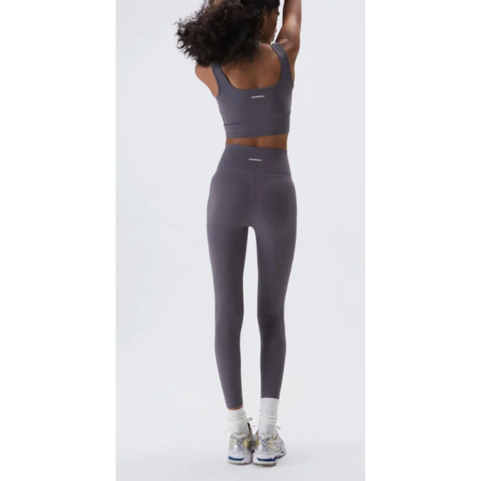 Adanola ADA Ultimate Wrap Over Leggings SET Square Neck Tank BraDark Grey - Image 2
