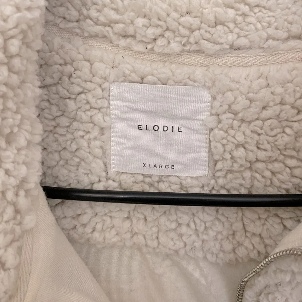 ELODIE Pull-Over Quarter Zip Cream Colored Sherpa with Pockets - Image 7