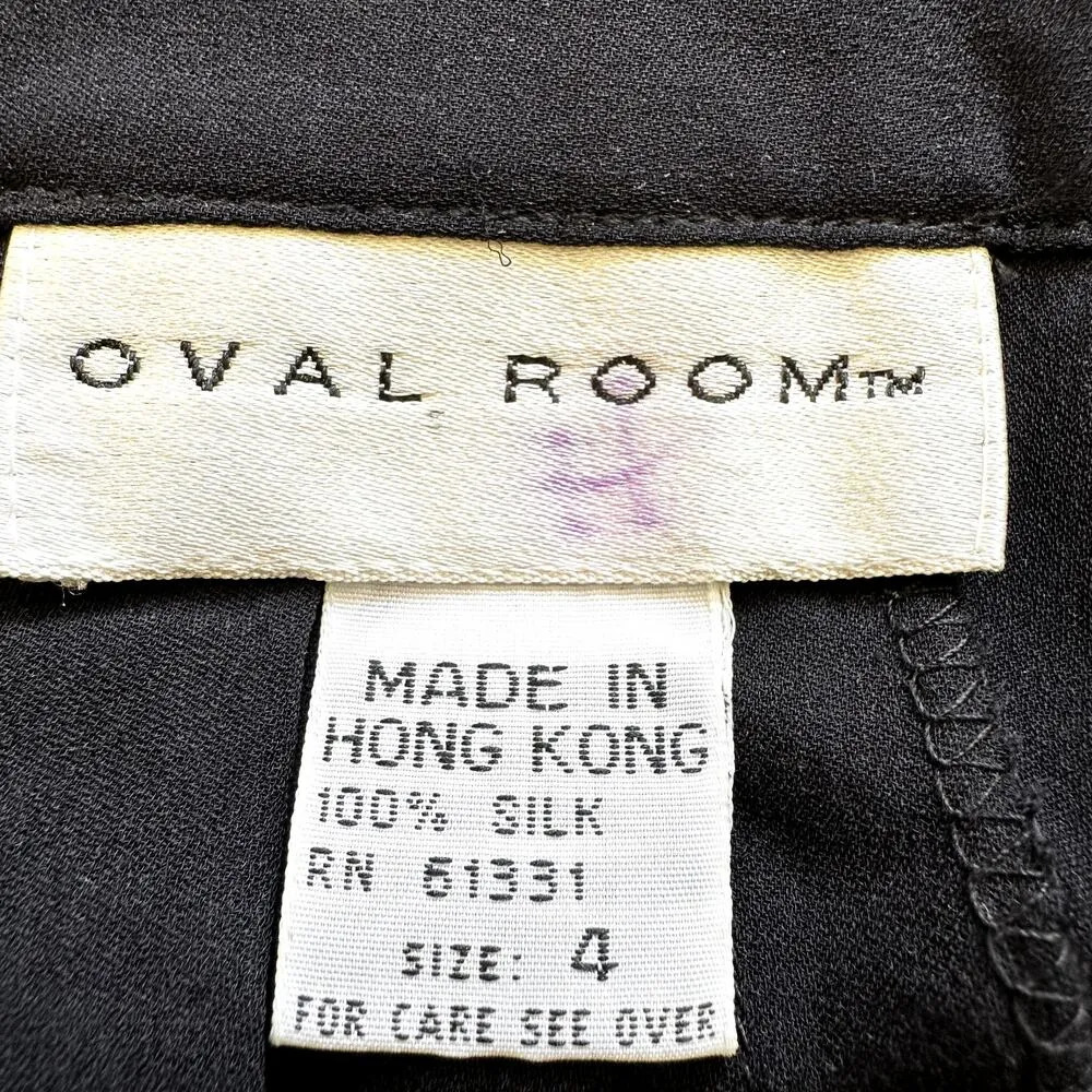 Vintage Oval Room 100% Silk Pleated A Line Skirt Above Knee 80s Zip Fly Black 4 - Image 3