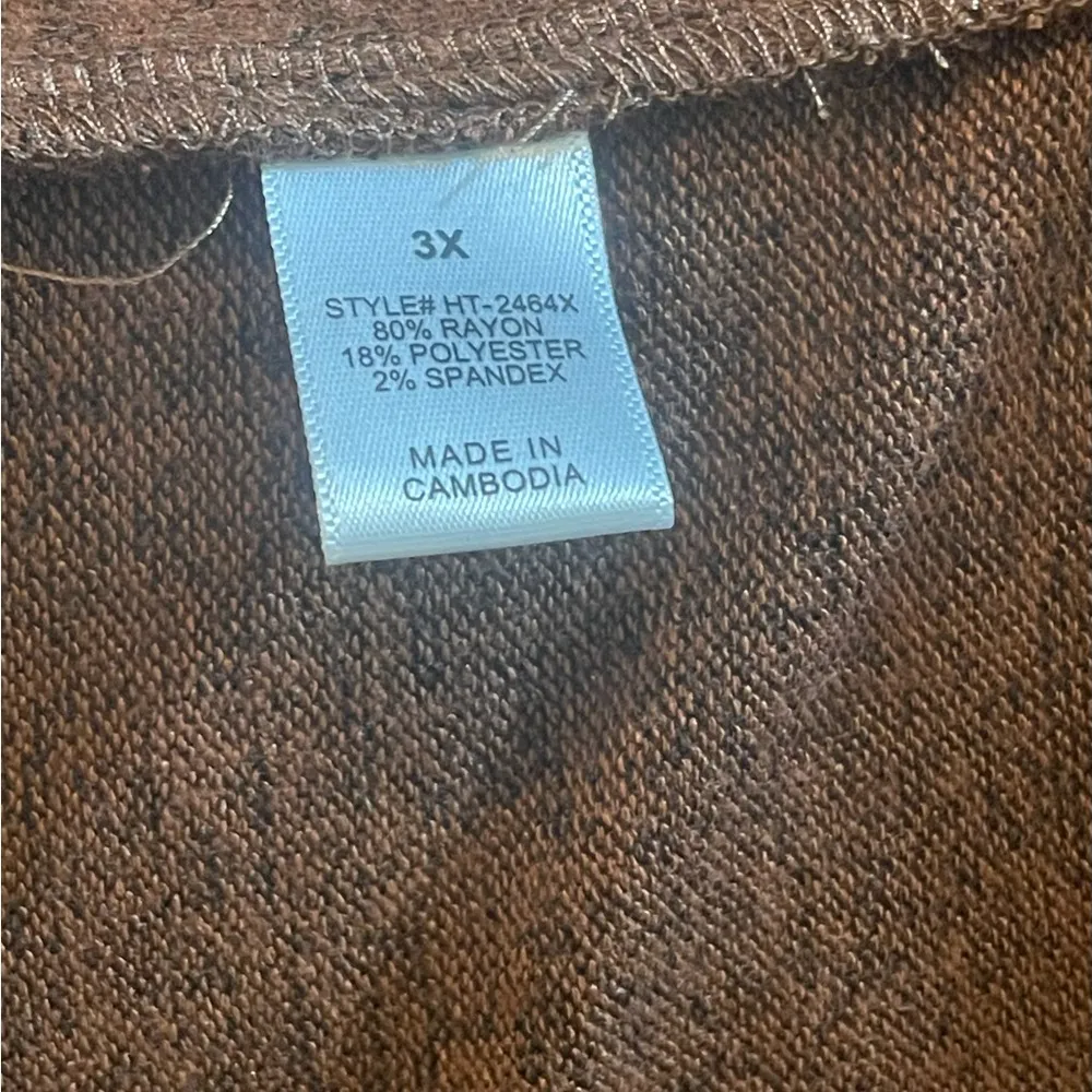 Zenana Outfitters Brown V-Neck Women’s Plus Size 3XL Tunic Oversized Soft Blouse - Image 5