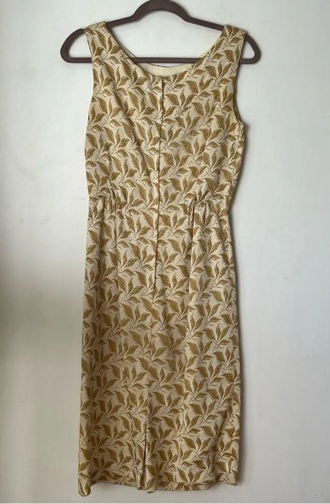Parade New York Vintage 60s Metallic Gold Sheath Dress S - Image 5