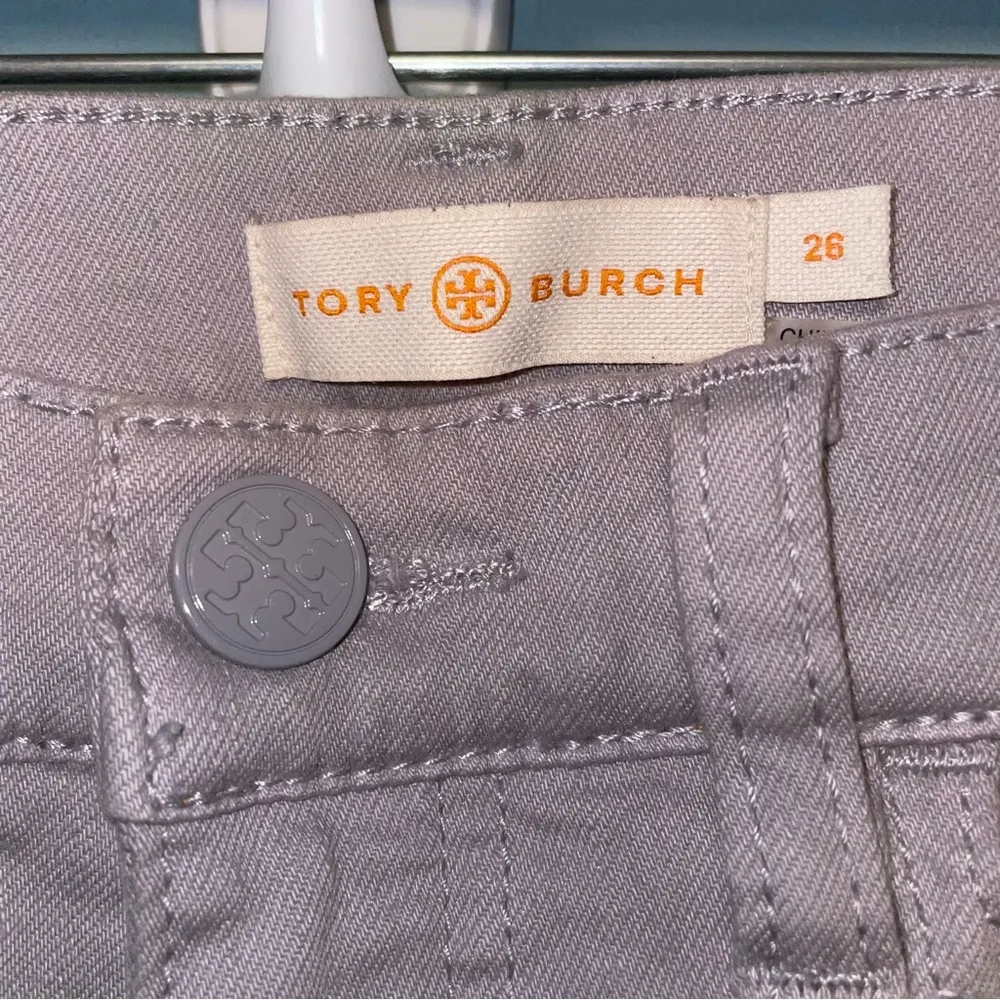 Tory Burch Gray Snap Button Hem Skinny Jeans Size 26 - Image 2