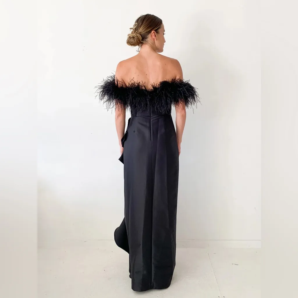 Badgley Mischka Ostrich Feather Adorned Gown black size 8 - Image 2