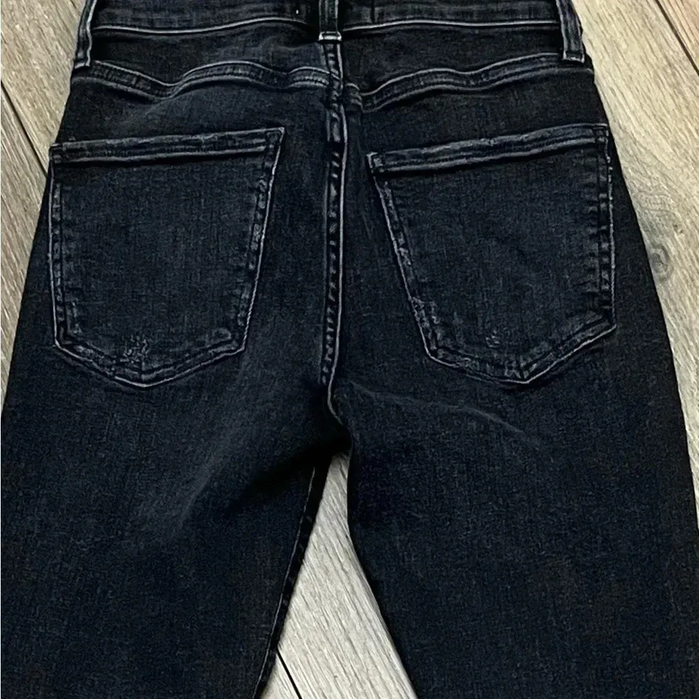 AGOLDE Black Jeans Skinny High Rise Skinny Crop Destroyed Ripped Denim Size 24 - Image 8