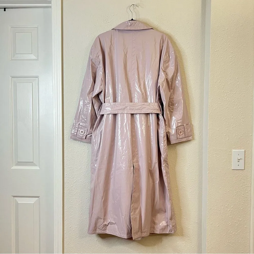 Anthropologie Maeve Patent Faux Leather Trench Coat NEW Size Medium - Image 8