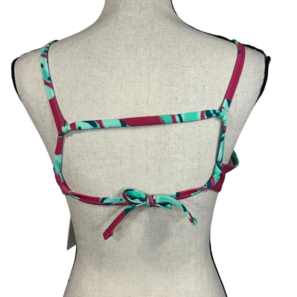 Beach Betty by Miracle Brands Small Bikini Top Swim Padded Cup Tropical Leaf New Green - Image 3